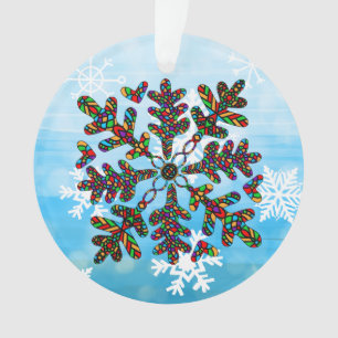 Glas in lood Snowflake Kerstmis Mandala Ornament