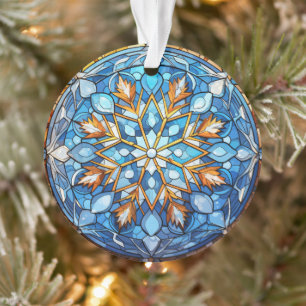 Glas in lood Snowflake kerstversiering Ornament