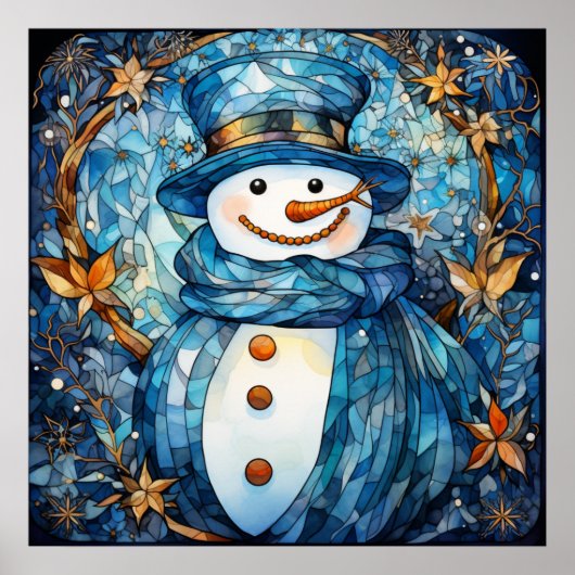 Glas in lood Snowman Poster (Voorkant)