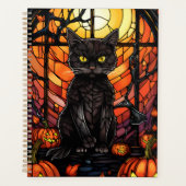 Glas in lood Spooky Black Cat Planner (Voorkant)