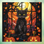 Glas in lood Spooky Black Cat Raamsticker (Vel 3)