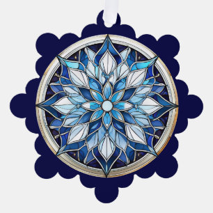 Glas in lood Stijl Abstracte Sneeuwvlok Ornament Kaart