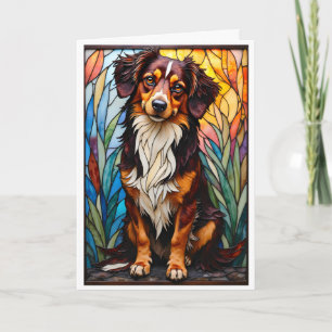 Glas-in-lood stijl gemengd ras hond kaart