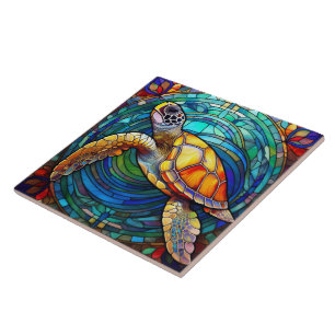 Glas in lood stijl Hawaïaanse zee schildpad Honu k Tegeltje