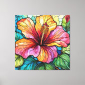 Glas in lood stijl hibiscus canvas afdruk (Voorkant)