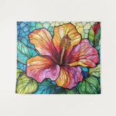 Glas in lood stijl hibiscus wandkleed (Voorkant (horizontaal))