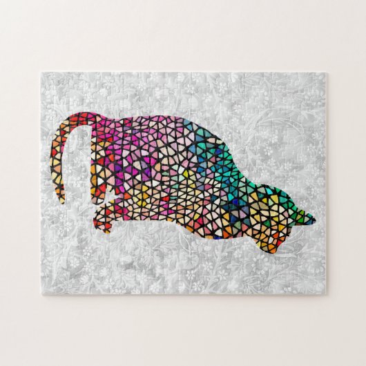 Glas in lood Stijl Kat Portret Puzzle Legpuzzel (Horizontaal)