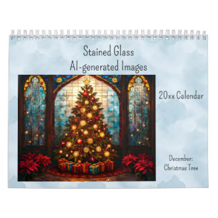 Glas-in-lood stijl Kerstboom voor december Kalender