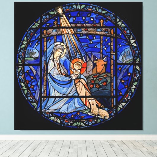 Glas in lood stijl Nativiteit Canvas Afdruk (Insitu (Houten vloer))