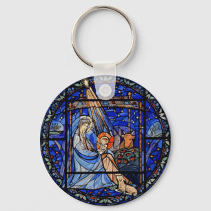 Glas in lood stijl Nativiteit Sleutelhanger
