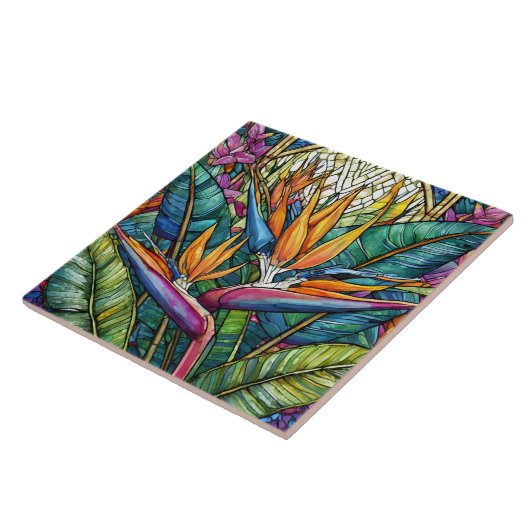Glas in lood stijl Paradijsvogelkunst Tegeltje (Zijkant)