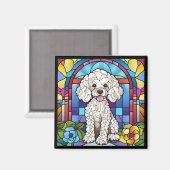 Glas in lood stijl poedel magneet (Voorkant / Achterkant)