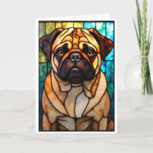 Glas-in-lood stijl Pug Hond Kaart