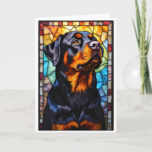 Glas-in-lood stijl Rottweiler hond Kaart (Voorkant)