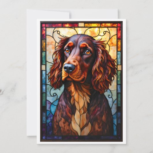 Glas-in-lood-stijl Setter Spaniel Hond Kaart (Voorkant)