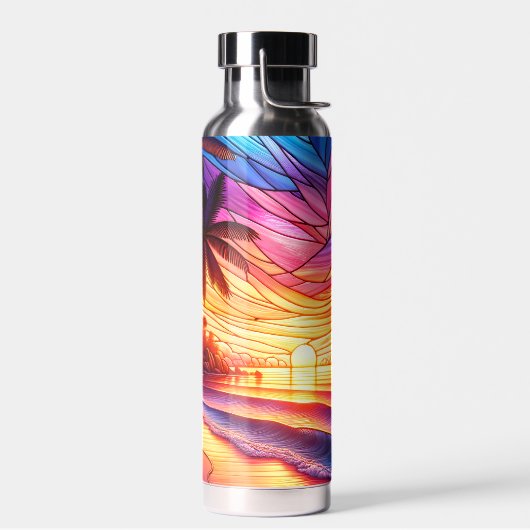 Glas in lood stijl tropisch strand waterfles (Links)