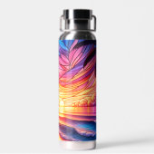 Glas in lood stijl tropisch strand waterfles