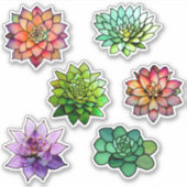 Glas in lood Succulenten Sticker (Voorkant)