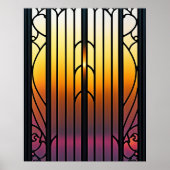 Glas in lood Sunset Illustratie Poster (Voorkant)