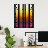 Glas in lood Sunset Illustratie Poster (Thuiskantoor)