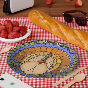 Glas in lood Thanksgiving Turkije Papieren Bordje