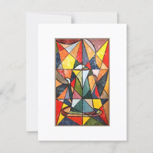 Glas in lood Theepot Acryl Kunstwerk Briefkaart