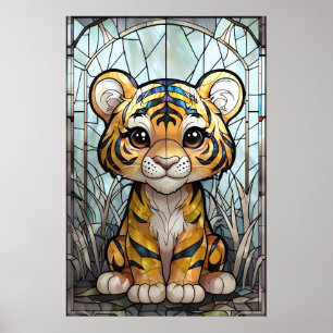 Glas in lood Tiger Cub - Oerwoud Nursery Poster