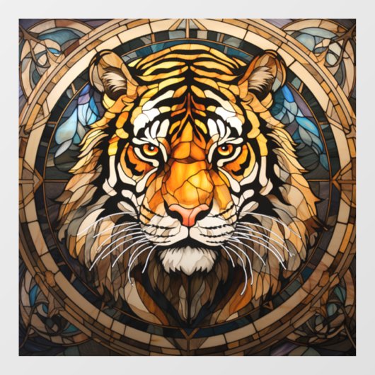 Glas in lood Tiger Window Cling Raamsticker (Vel)