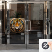 Glas in lood Tiger Window Cling Raamsticker (Kantoordeur)