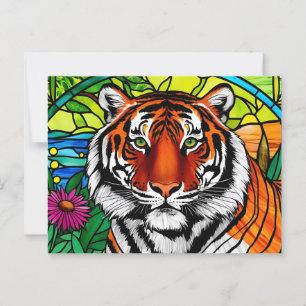 Glas in lood Tijger Briefkaart