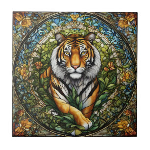 Glas in lood Tijger Illustratie Tegeltje