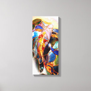 Glas in lood traditioneel Koi Fish Art Canvas Afdruk