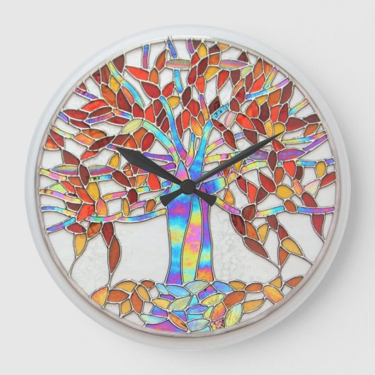 Glas in lood "Tree of Enchantment" versie 2 Grote Klok (Voorkant)