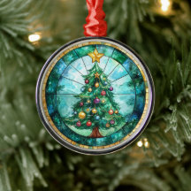 Glas-in-lood uitziende kerstboom & ster vakantiede
