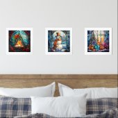 Glas in lood Vakantie Scènes Print Set (Slaapkamer)