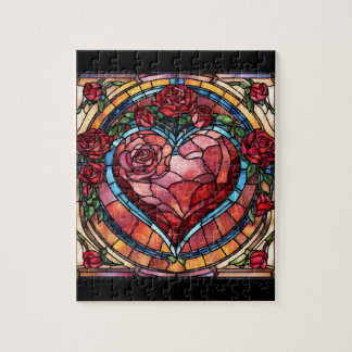 Glas in lood Valentijns Hart Legpuzzel