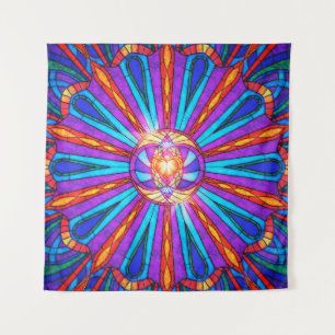Glas in lood van Heart Mandala - Wandbouw Wandkleed