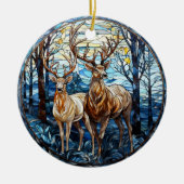 Glas in lood van herten keramisch ornament (Voorkant)