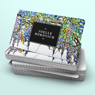  Glas in lood van Tiffany Wisteria Floral Art Visitekaartje