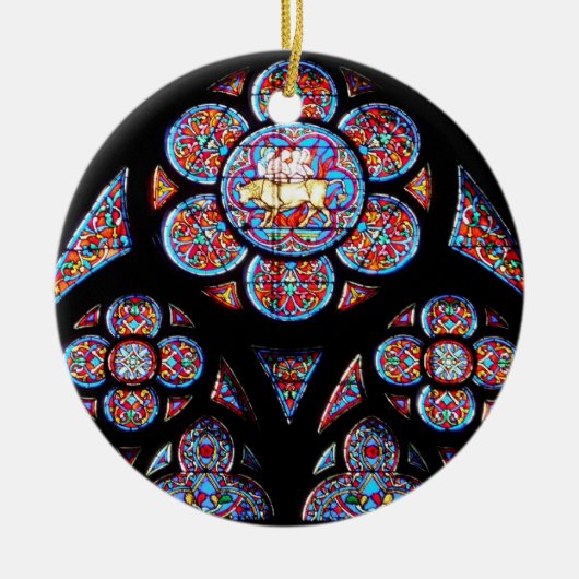 Glas in lood-vensterversiering keramisch ornament (Voorkant)