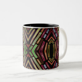 Glas-in-lood Vibe Kleurrijke Juweelpatroon Tweekleurige Koffiemok