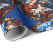 Glas in lood vintage kerststal cadeaupapier (Rol Hoek)