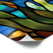 Glas in lood vissen zwemmen in de oceaan perfect poster (Hoek)