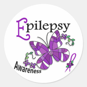 Glas in lood vlinder-2-epilepsie ronde sticker