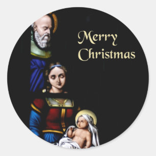 Glas in lood Vrolijk kerstfeest Ronde Sticker