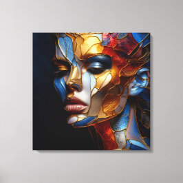 Glas in lood vrouw - harmonie in glas en huid canvas afdruk