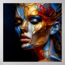 Glas in lood vrouw - harmonie in glas en huid poster