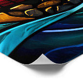 Glas in lood vuurtoren op zonsopgang poster (Hoek)