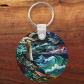 Glas in lood vuurtoren sleutelhanger (Achterkant)