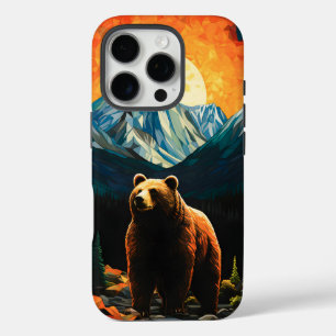 Glas in lood Wildlife Mountain Sunset Beer iPhone 16 Pro Hoesje